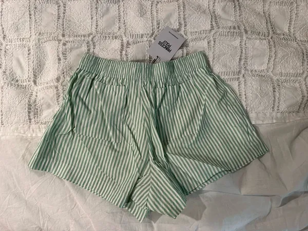 Princess Polly Beach House Shorts Stripe Blue Linen - Image 5