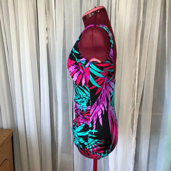 one piece swimsuit Vintage 1990s leaves bright - Image 8
