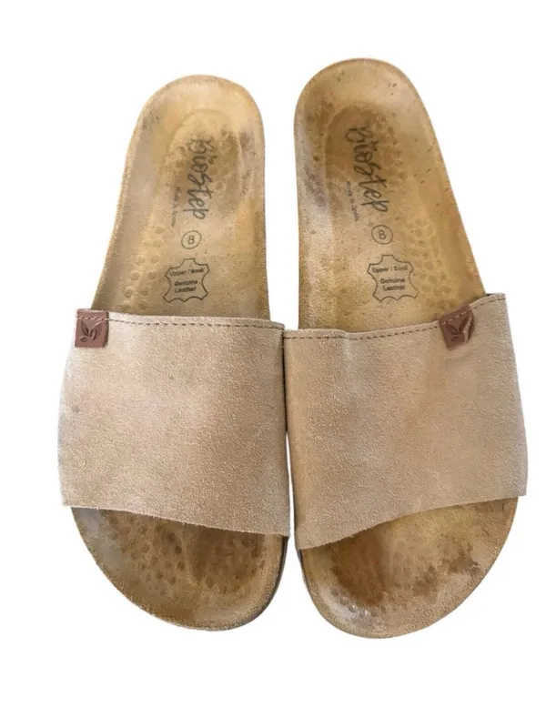 Biostep Leather Light Taupe Cork Footbed Slide Suede Sandals 8 - Image 2