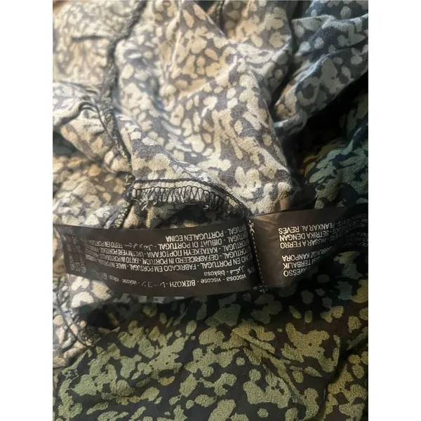 Zara Khaki Green Claris Printed‎ V-Neck Short Sleeve Dress Small - Image 4