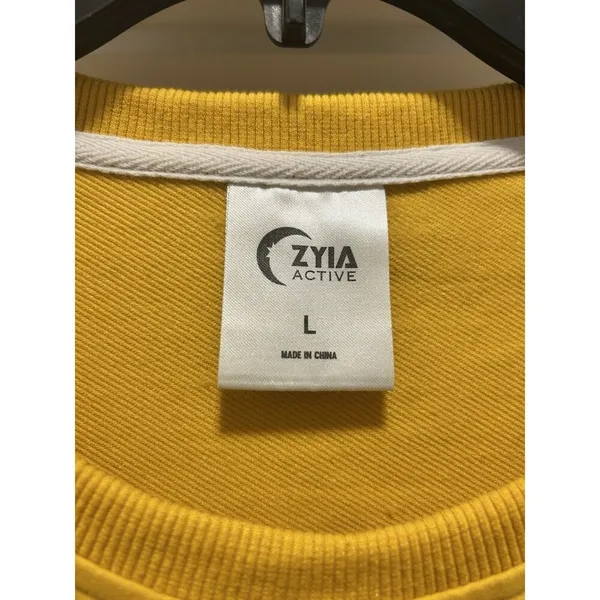 Zyia Active Mustard Yellow Crew Neck Crop Sweatshirt Size Large Athleisure Gym - Image 2