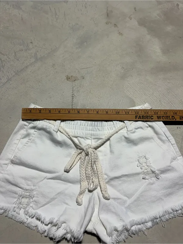 Aerie White Distressed belted denim Shorts XS - Image 6