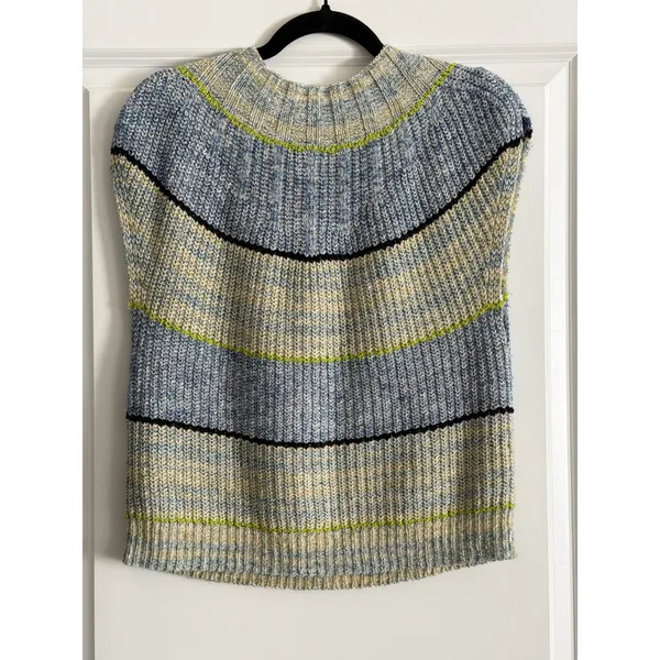 Daily Practice Anthropologie‎ Blue Striped Ribbed Knit Sweater Vest Small - Image 4