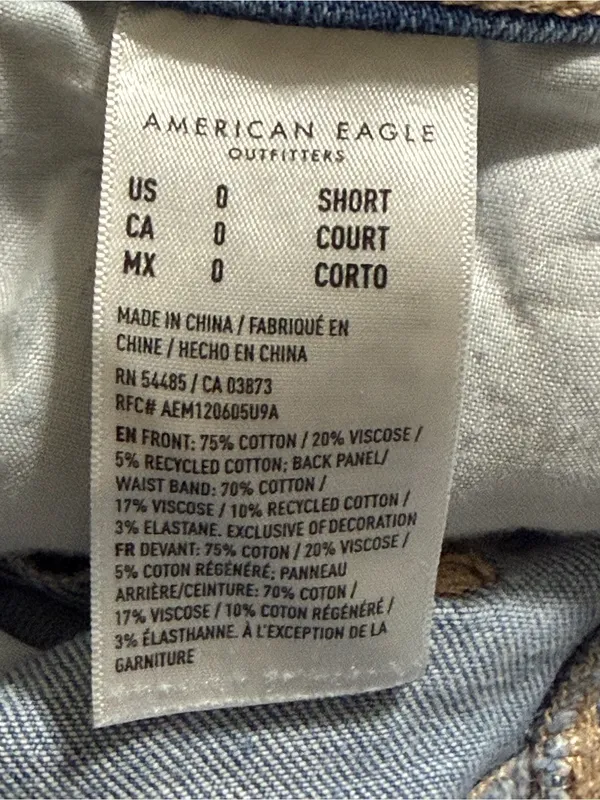 American Eagle size 0 short strigid light denim distressed jeans preppy casual - Image 7
