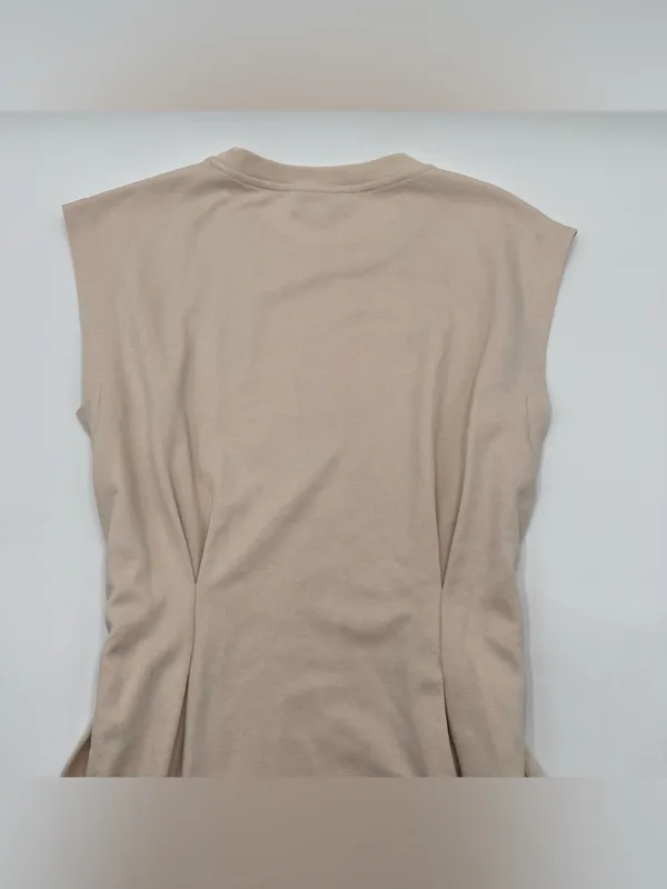 Evereve Sleeveless Cream Tie-Waist Midi Dress Cap Sleeves Size Small - Image 6