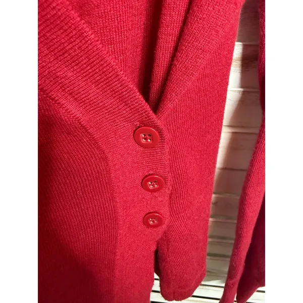 CABI Women's Medium Ballet Wrap Cardigan Sweater Red Cotton Angora Rabbit Hair - Image 10