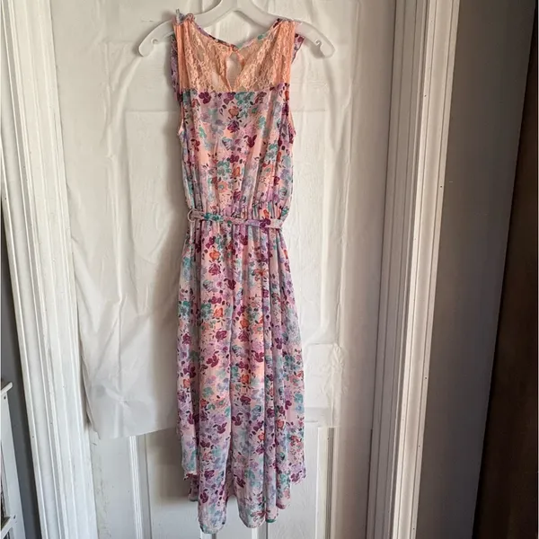 LC Lauren Conrad Disneys Cinderella Hi Low Floral Dress Womens Size Medium‎ Lace - Image 4