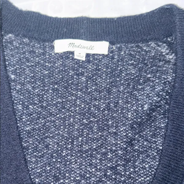 Madewell Bird’s Eye Maysfield Navy and White Women's Cardigan Sweater - Image 5