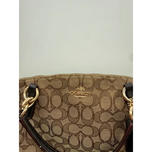 Coach Kelsey Satchel Crossbody Bag Khaki Brown Signature C Jacquard‎ Canvas - Image 4
