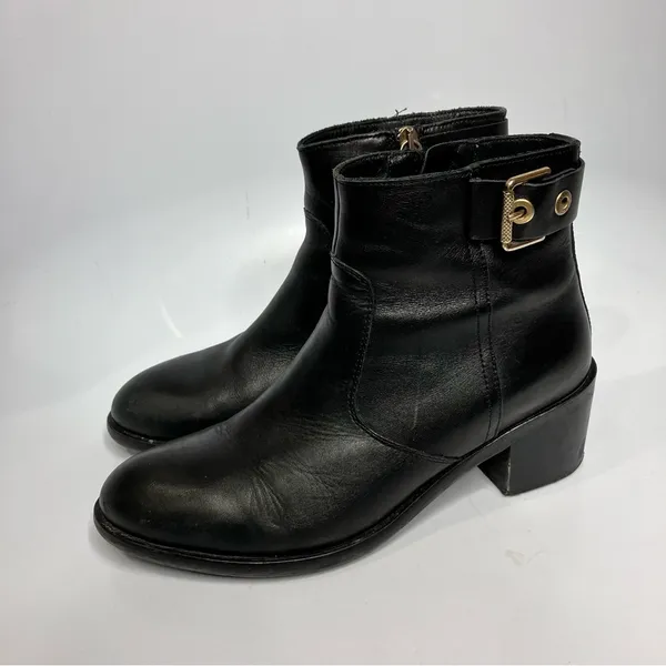 Tommy Hilfiger gold buckle Parson‎ boots black leather size 39 - Image 4