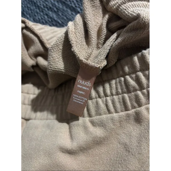 Nuuds High Rise Wide Leg Sweatpants Tall 32” Soft Comfortable Tan - Image 4