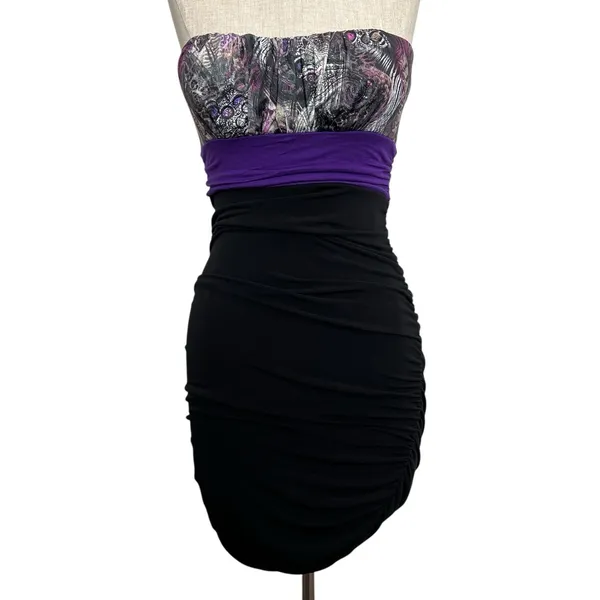 VTG 2000s S Small Dress Strapless Bodycon Empire Y2K Fairy Grunge Baddie USA - Image 2