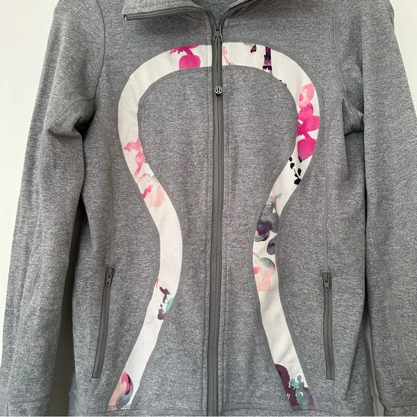 Lululemon In Stride Jacket Heathered Fossil Blurred Blossoms White Womens 6 - Image 5