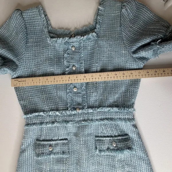 Ivy City Co‎ Claudia Dress Small Blue Tweed Old Money Classic Preppy Coquette - Image 11