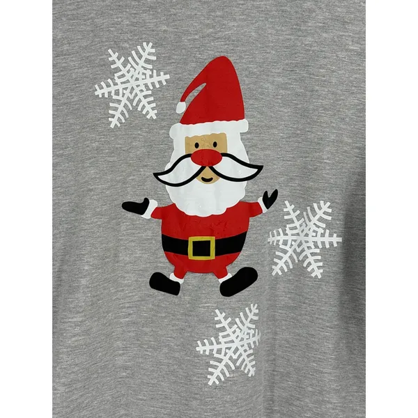 Women's Christmas Santa Claus Pajama Set Small Snowflakes Gray Red Sleepwear - Image 5