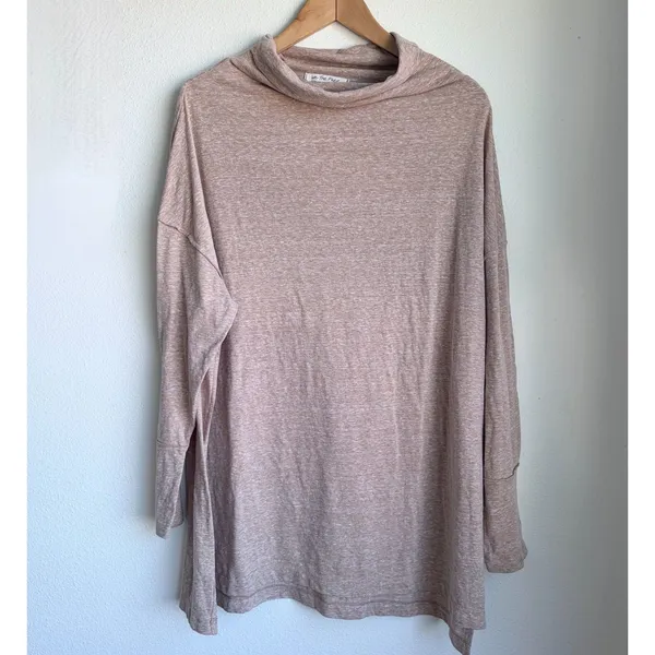 FREE PEOPLE We The Free Bella Vista Brown Cowl Neck Oversize Tunic Womens Medium - Image 3