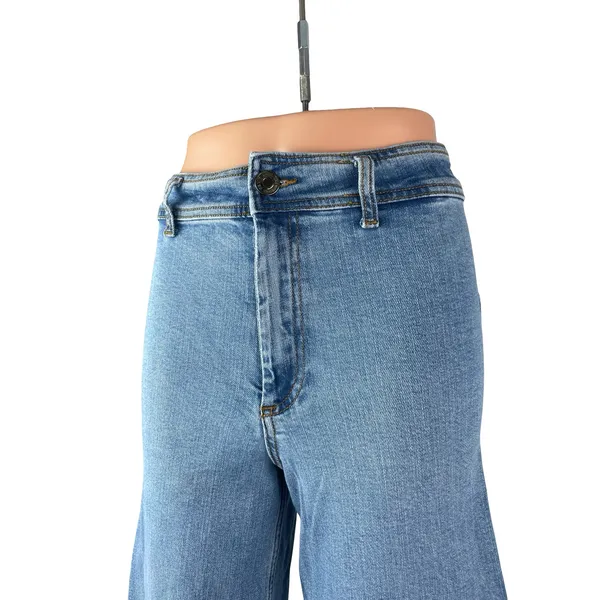 Zara Women's Blue High Rise Wide Leg Palazzo Baggy Raw Hem Denim Jeans Size 4 - Image 3