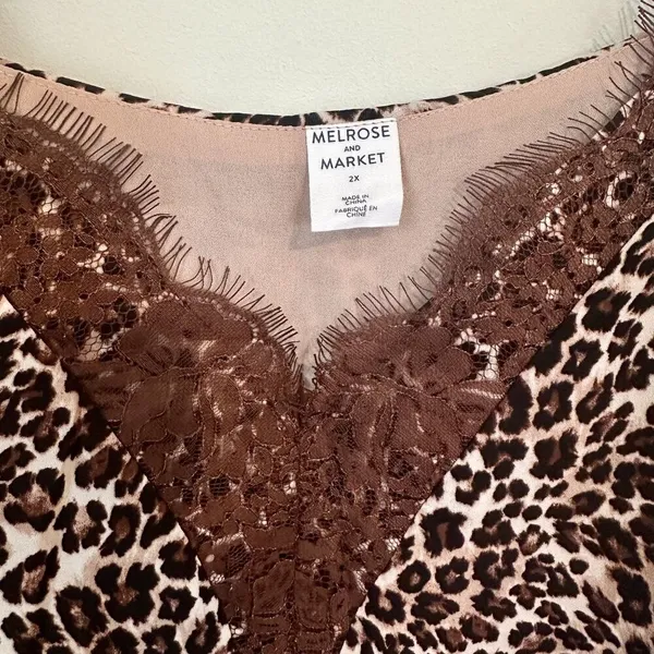 NWT Melrose & Market Cheetah Print Lace Camisole - Size: 2X - Image 2