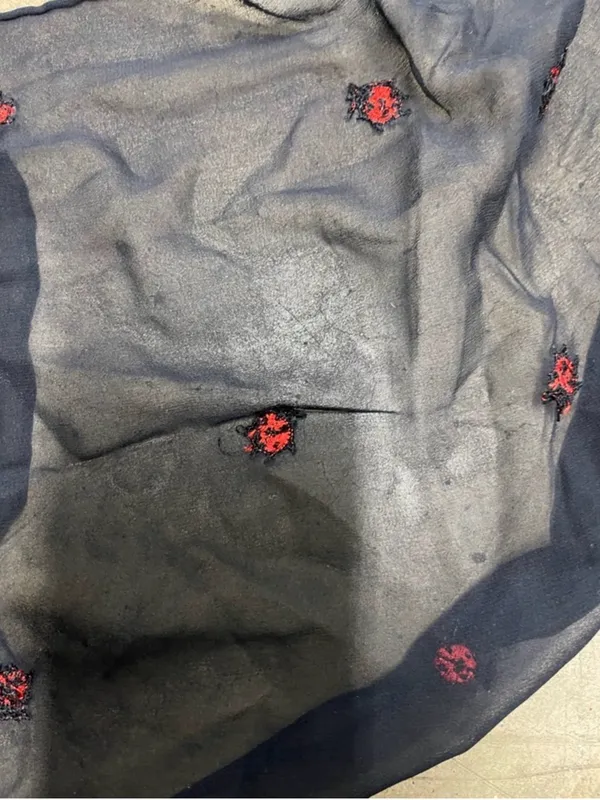 Black Sheer Scarf with Red Embroidered Ladybugs - Image 7