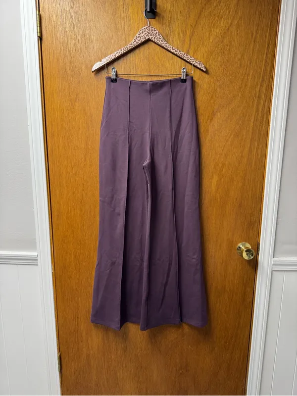 Quince Ultra-Stretch Ponte Super Wide Leg Pants Dark Orchid Purple Small - Image 11