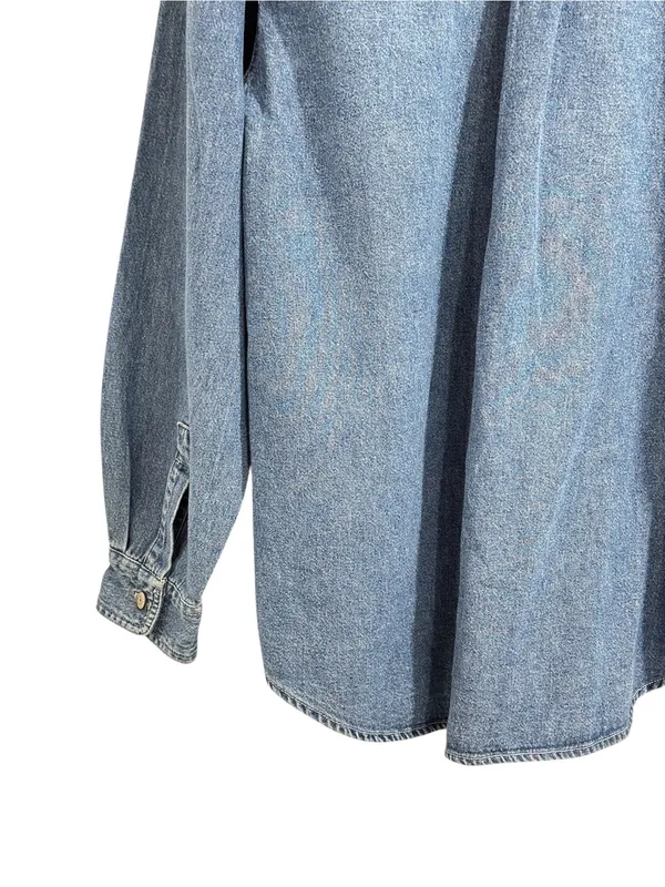Newton Trading Co. Denim Button Front Shirt Medium Wash Chambray Size M - Image 7
