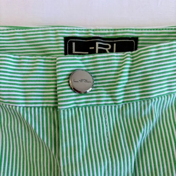 Ralph Lauren‎ Active Green White Pinstripe Golf Shorts Women 6 Seersucker Style - Image 8