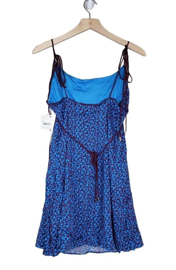 Free People Womens Medium Kai Print Tie Strap Lined Minidress NEW - Image 3