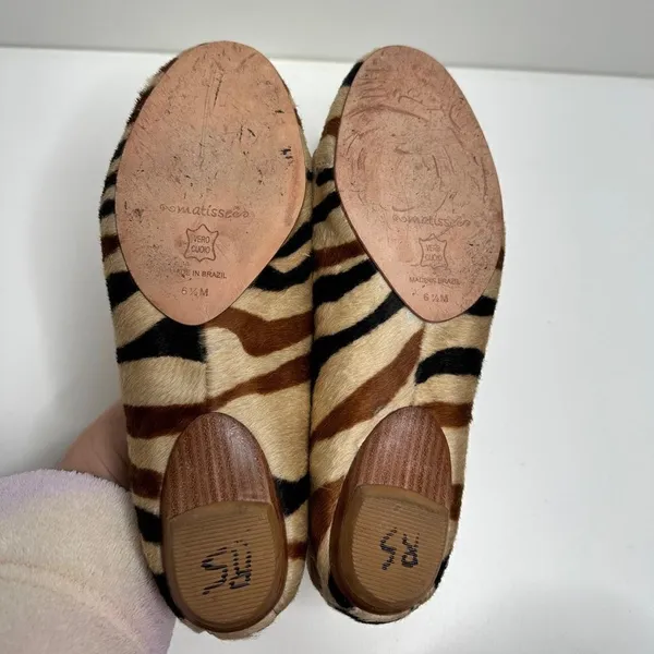 Matisse Zebra Calf Hair Moccasin Loafers Brown Tan‎ Black Size 6.5M - Image 9