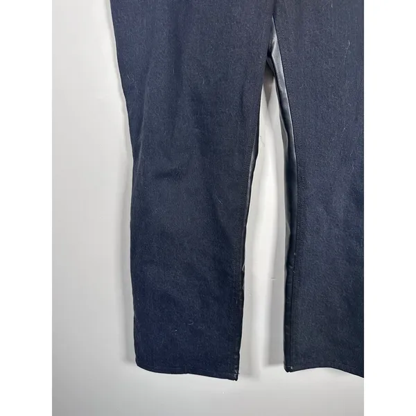 Abercrombie & Fitch Mixed Media Jeans Women 33/16S Black Faux Leather Edgy - Image 3
