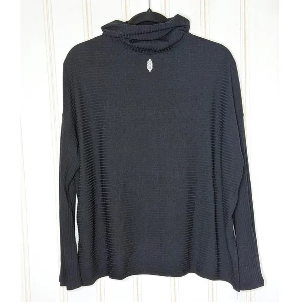 Free People Movement Black Ribbed Turtleneck Boxy Top Womens Small - Image 8