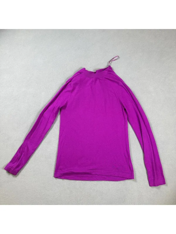 Ann Taylor Women's Purple Fine Knit Long Sleeve Crew Neck Sweater S Rayon Blend - Image 2