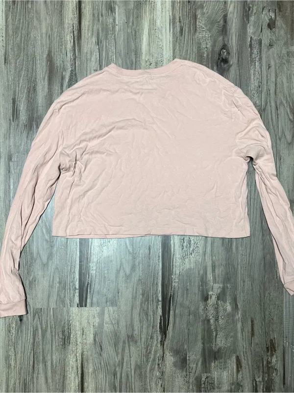 Women's Long Sleeve Cropped Tee - Light Pink - Image 3