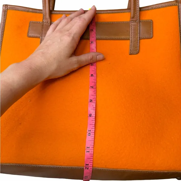 🧡 Graf Lantz Orange Felt Leather Trim‎ Tote Bag OS 🧡 - Image 6