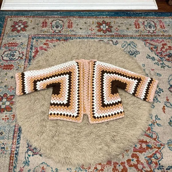 Crocheted blanket jacket one size fits most Pink Size L - Image 2