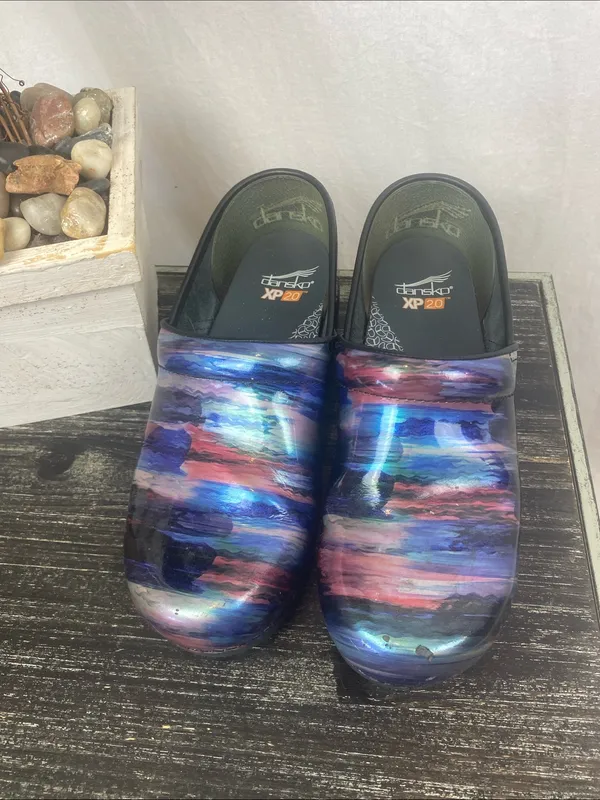 Dansko Black Multi Print Slip On Clog Shoes 42 - Image 2