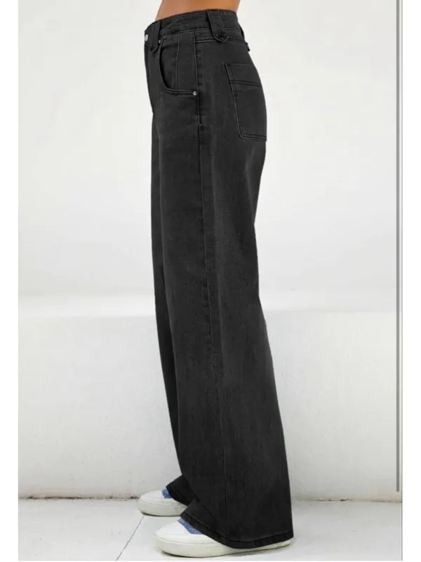 NEW Baggy Straight Leg Mid Rise Y2K Boyfriend Wide Leg High Waist Jeans 16/18 - Image 6