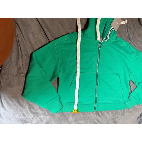 NWT Everlane Track 100% Organic‎ Cotton Full Zip Hoodie Crop Jade Green Size XXS - Image 6