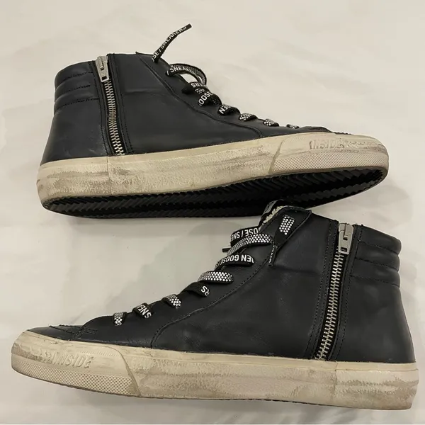 Golden Goose Women's Slide Black with Studs size 41, US 11‎ with Swarovski Laces - Image 4