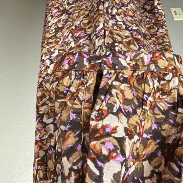 Natural‎ Life Floral Print Boho Tiered Maxi Dress Size XS/S Tie Neck 3/4 Sleeve - Image 5