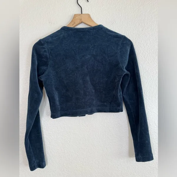 Peachy Den Celeste Velour Navy Twin Set XS $230 Cardigan + Trouser Pants - Image 12