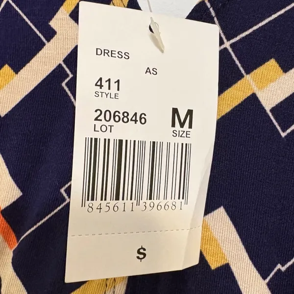 NWT Cabi Felicity Navy Blue Geometric‎ V-Neck Dress Size Medium Cocktail - Image 3