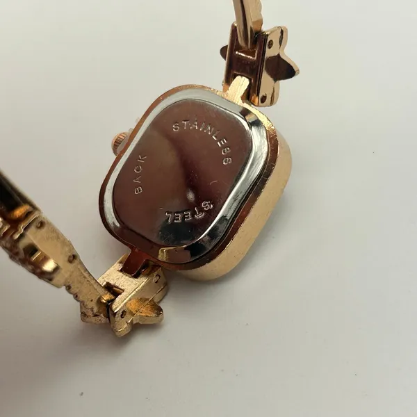 Soxy Rose Gold Square Dial Crystals on Bezel Floral Accents Women Fashion Watch - Image 6