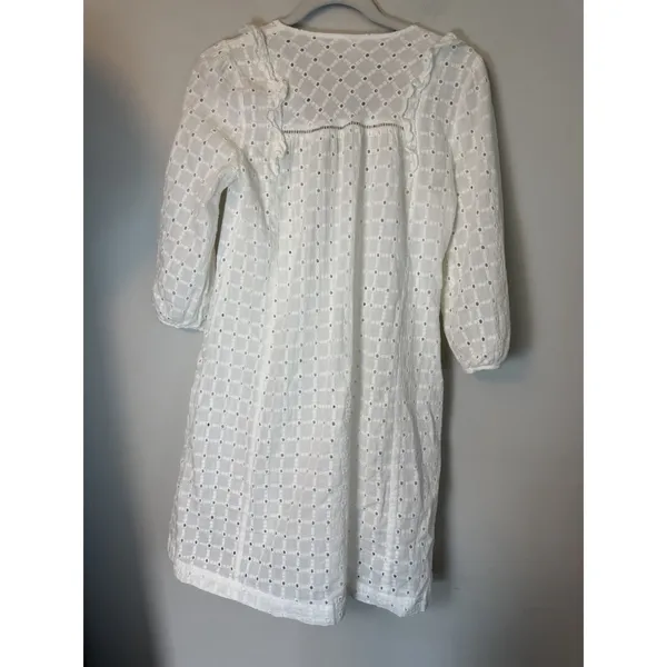Anthropologie White Eyelet V Neck Mini Dress Tassels Sz 0 NEW - Image 3