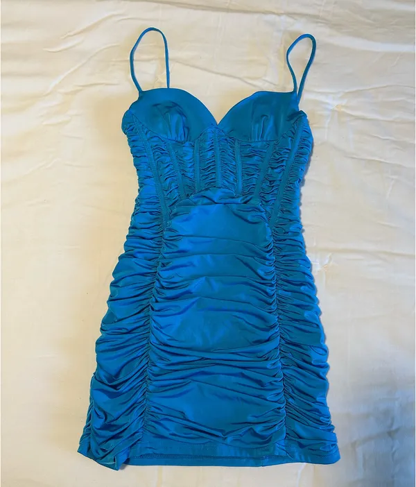 Zara Blue Corset Mini Dress - Image 4