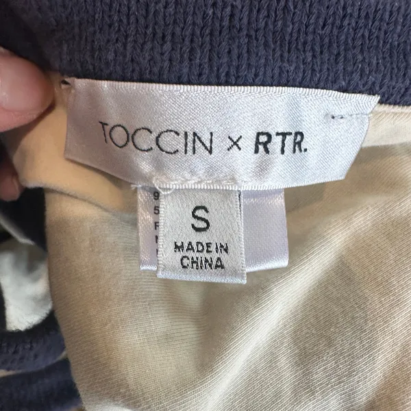 Toccin Blue Cream Crochet Midi Tank Dress SMALL Colorblock Knit Vacation $325 - Image 12