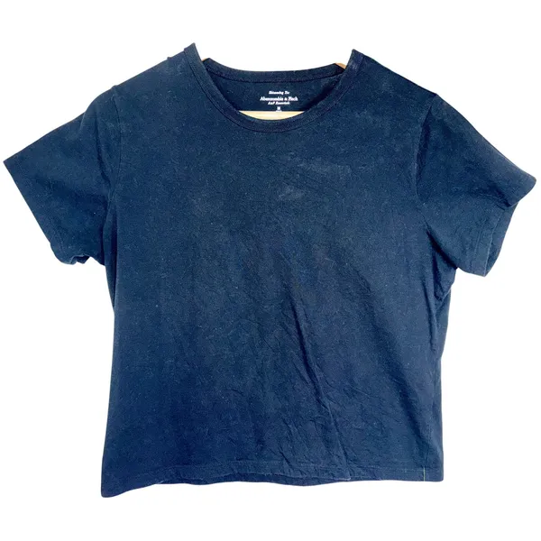 Abercrombie & Fitch AF Essential Skimming Tee Black Knit Short Sleeve Shirt Sz M - Image 2
