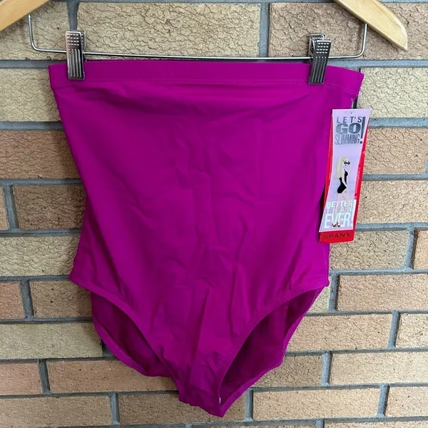SPANX Core High Rise Bottom Swimwear 1366 Berry Bathing Suit Size 10 NWT - Image 2