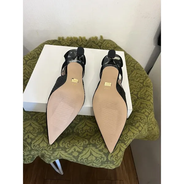 Louise et Cie Lo-Fiana Black Leather & Suede Chain Strap Pumps Heel Size 8.5 - Image 7