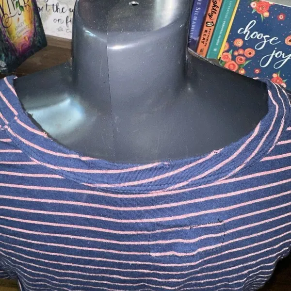 Current Elliott navy & pink striped 1/S knit boat neck tee - Image 3