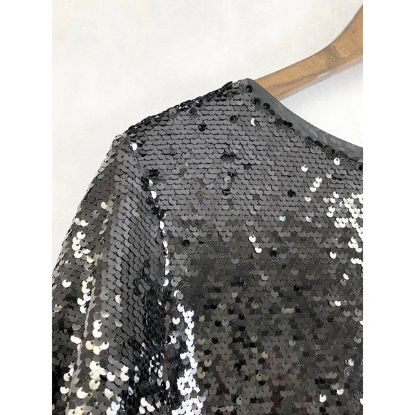 Stacy London Womens Sequin Top Large Disco‎ Party Glam Metallic Sparkle Showgirl - Image 5